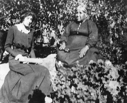 Candelaria Valenzuela in Garden with Woman