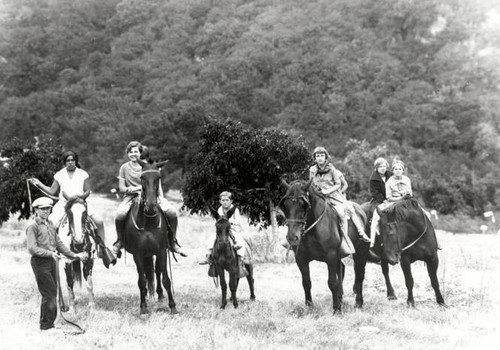 Children on horseback at Solomon Ranch, Topanga, Calif. 1920s
