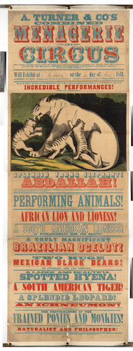 A. Turner & Co’s combined menagerie and circus