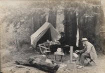 "Papa and Mr. Hoahn in camp among the redwoods, 1905"