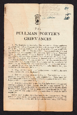 The Pullman porter's grievances