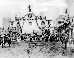 Centennial of American Independence celebration on Spring Street, 1876