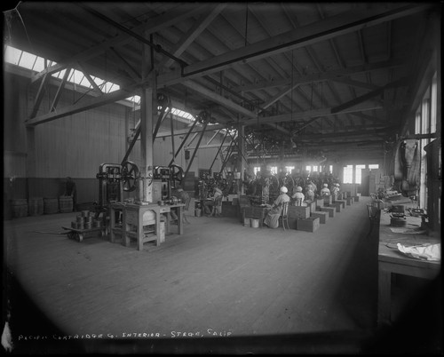 Factory interior with laborers, Pacific Cartridge Company, Stege, California. [negative]