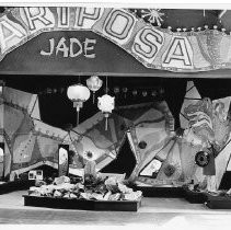 View of Mariposa County's exhibit booth at the California State Fair. This was the last fair held at the old fair grounds
