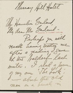 Angela Morgan, letter, 1916-12-28, to Hamlin Garland