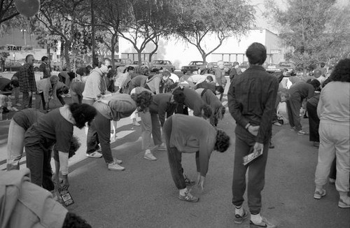 1986 y-Walk participants stretching