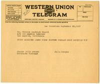 Telegram from Julia Morgan to William Randolph Hearst, September 20, 1927