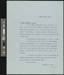 Augustus Thomas, letter, 1918-04-15, to Hamlin Garland