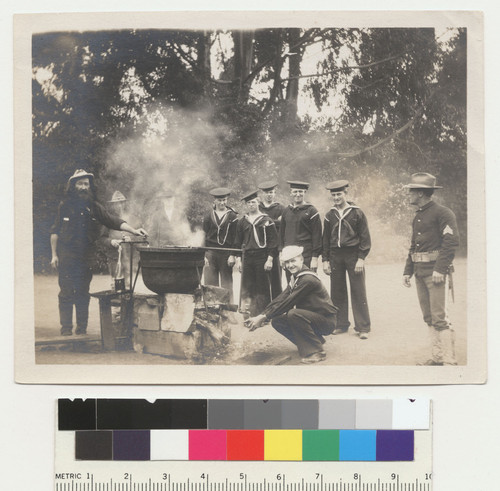 Presidio. [Soldiers at hot water pot.]