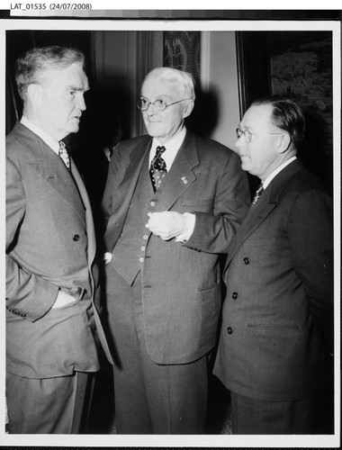 Harry Chandler with Bruce Barton and Kirk Hill at the California Club