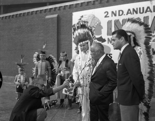Gilbert Lindsay and Billy Mills at the 2nd Annual All American Indian Week press conference