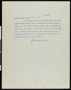 Hamlin Garland, letter, 1920-04-23, to B.A. Mau