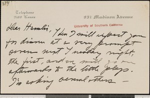 Juliet Wilbor Tompkins Pottle, letter, 1914-11-24, to Hamlin Garland