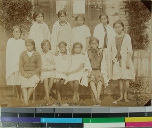 Eleven Malagasy girls, students, Antsirabe, Madagascar, ca.1929