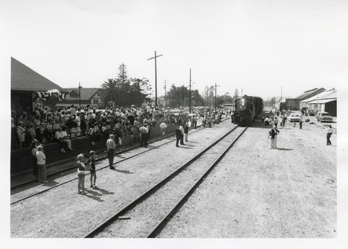 Crowd at Santa Paula Depot, 100th Anniversary of Railroad's Arrival