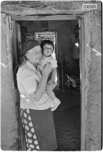 Carmen Villavicencio Arce (grandmother) holding Jesús Eloy at Rancho San Antonio