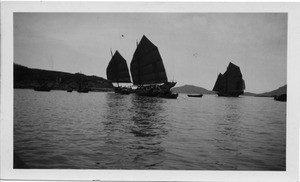 Boats in Hong Kong harbor, China, 1939