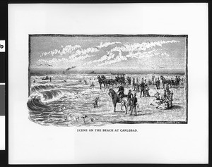 Drawing of Carlsbad Beach, ca.1880