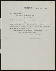 Harris Dickson, letter, 1917-04-23, to Hamlin Garland