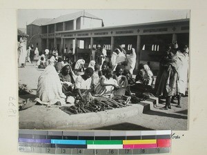 Manioc for sale at the market, Toliara, Madagascar, 1937