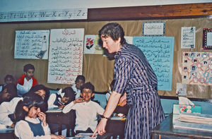 Missionary and Teacher Thyra Smidt teaching at the International School, Al Raja School at Mana