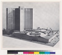 Architectural model of Kaiser Center with rooftop garden, Oakland