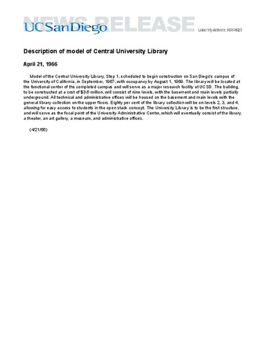 Description of model of Central University Library