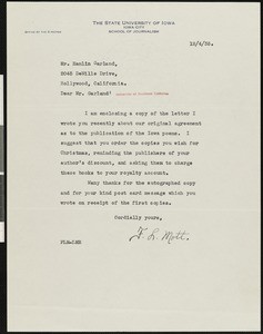 Frank Luther Mott, letter, 1935-12-04, to Hamlin Garland