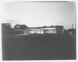 Exterior of Santa Rosa Medical Center in the evening, 121 Sotoyome Street, Santa Rosa, California, 1957