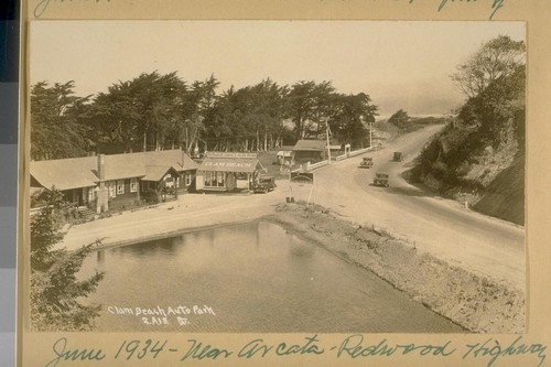 June 1934 - Near Arcata - Redwood Highway. Clam Beach Auto Park