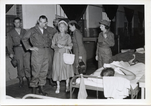 Maurine Clark and party visiting military hospital