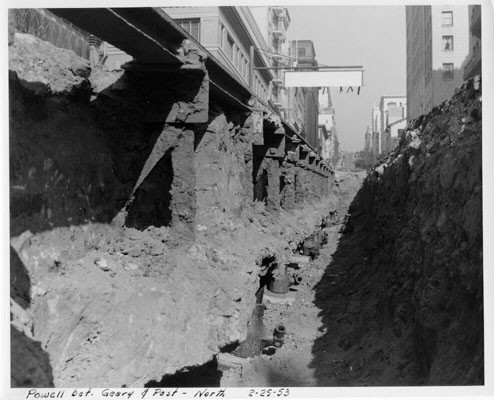 [Large trench on Powell Street between Geary and Post]