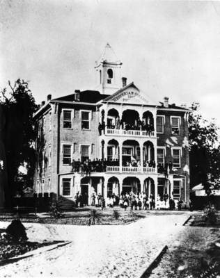 Hesperian College, showing south view of the building remodeled 1881-1882