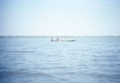 Fishermen on Lake Mweru Wantipa, dugout boat
