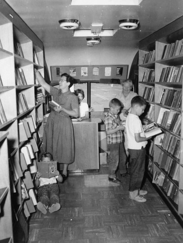 Anaheim Public Library, Bookmobile, Interior View. [graphic]