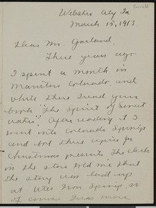Florence Burnell, letter, 1913-03-15, to Hamlin Garland