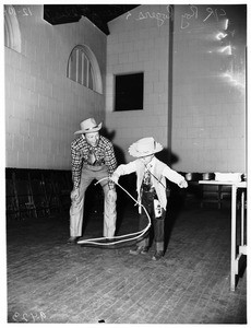 Sick boy visits Roy Rogers, 1951