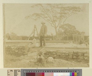 Dr Scott and foundations of mission church, Kikuyu, Kenya, ca.1908-1912