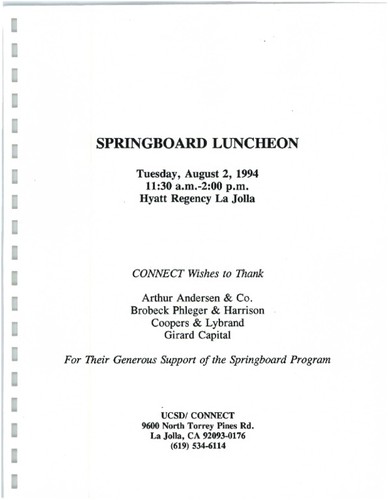 Springboard Luncheon: agenda/program