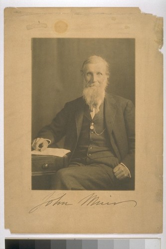 [Waist-length, seated portrait of John Muir.]