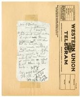 Telegram from Julia Morgan to H. J. O'Reilly, February 15, 1921