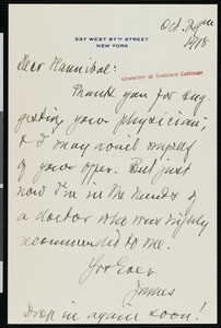 Brander Matthews, letter, 1918-10-29, to Hamlin Garland