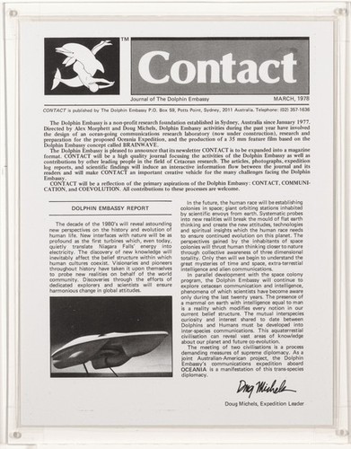 Contact, Journal of The Dolphin Embassy, March 1978 (Ant Farm Timeline)