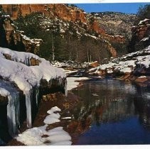 Postcard, "Wintertime at Slide Rock, Oak Creek Canyon Arizona (Jerome, Arizona)