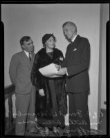 Forrest D. Macomber, Doris H. Jones, and Geoffrey F. Morgan at new courthouse, Santa Monica, 1936