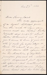 Susan F. Wright (née Silliman), letter, 1884 Nov. 23, to Benjamin Silliman III & Mabel M. Kelly (née Silliman)
