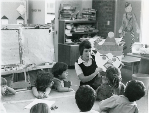 Student teacher leading class, mid 1970s