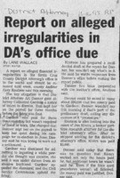Report on alleged irregularities in DA's office due