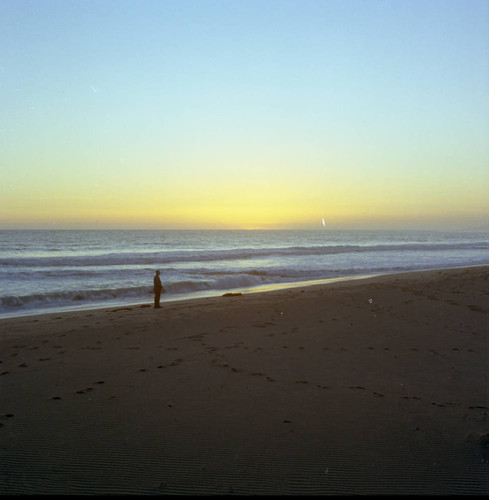 Sunset at Point Dume beach in Malibu, circa 1969