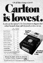 Of all filter kings tested: Carlton is lowest